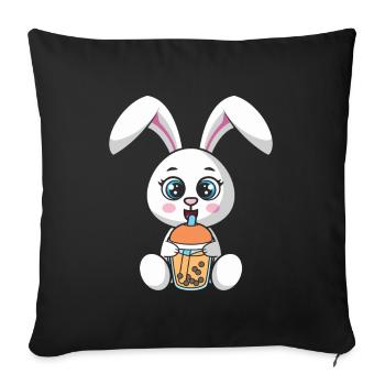Bubble Milk Tea Rabbit drinks Boba Milk Tea - Sofa pillowcase 17,3'' x 17,3'' (45 x 45 cm) - black - Front