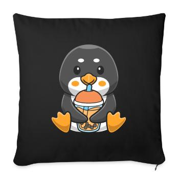 Bubble Milk Tea Penguin drinks Boba Milk Tea - Sofa pillowcase 17,3'' x 17,3'' (45 x 45 cm) - black - Front