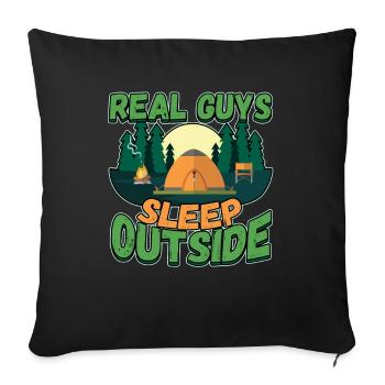 De vrais gars qui dorment dehors - Camping Camping Nature - Housse de coussin décorative 45 x 45 cm - noir - Devant