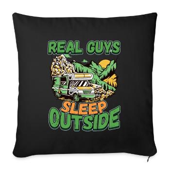 De vrais gars qui dorment dehors - Camping Camping Nature - Housse de coussin décorative 45 x 45 cm - noir - Devant