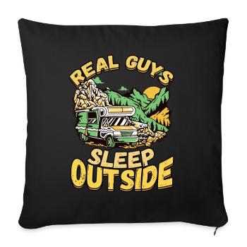 De vrais gars qui dorment dehors - Camping Camping Nature - Housse de coussin décorative 45 x 45 cm - noir - Devant
