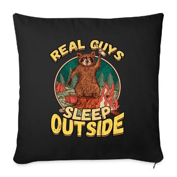 De vrais gars qui dorment dehors - Camping Camping Nature - Housse de coussin décorative 45 x 45 cm - noir - Devant