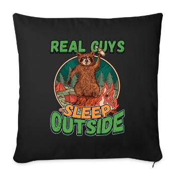 De vrais gars qui dorment dehors - Camping Camping Nature - Housse de coussin décorative 45 x 45 cm - noir - Devant