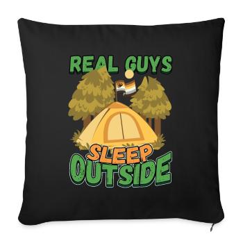 De vrais gars qui dorment dehors - Camping Camping Nature - Housse de coussin décorative 45 x 45 cm - noir - Devant