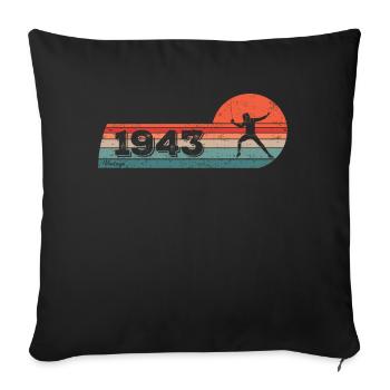 Escrimeur né en 1943 Anniversaire escrimeur athlète - Housse de coussin décorative 45 x 45 cm - noir - Devant