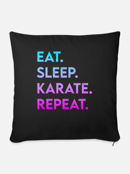 eat sleep karate repeat - Sofakissenbezug 45 x 45 cm - Schwarz