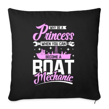 Princess women boat mechanic - Sofa pillowcase 17,3'' x 17,3'' (45 x 45 cm) - black - Front