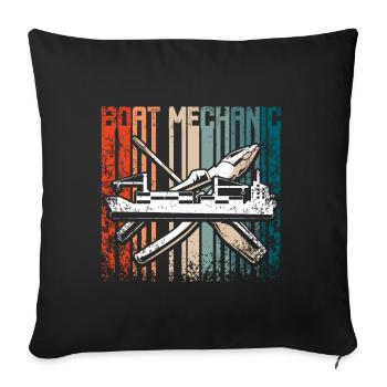Retro Vintage boat mechanic - Sofa pillowcase 17,3'' x 17,3'' (45 x 45 cm) - black - Front