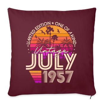 Juillet 1957 Vintage Retro Anniversaire - Housse de coussin décorative 45 x 45 cm - bordeaux - Devant