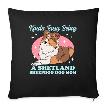 Shetland Sheepdog Mom Sheltie Maîtresse Cadeau - Housse de coussin décorative 45 x 45 cm - noir - Devant