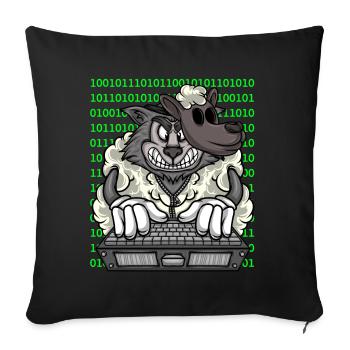 Hacker Wolf im Schafspelz Cybersicherheit - Sofakissenbezug 45 x 45 cm - Schwarz - Vorne