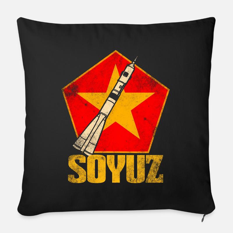 Soyouz Rocket Union soviétique - Housse de coussin décorative 45 x 45 cm - noir