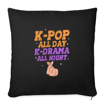 K-Pop Musique Coréenne Pop Corée Kpop Cadeau - Housse de coussin décorative 45 x 45 cm - noir - Devant