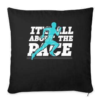 Tout tourne autour du pace marathon runners - Housse de coussin décorative 45 x 45 cm - noir - Devant