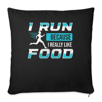 Je cours parce que j’aime beaucoup food Funny Runner - Housse de coussin décorative 45 x 45 cm - noir - Devant