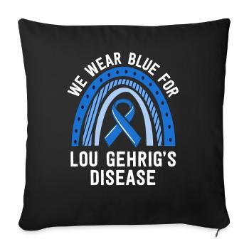 We Wear Blue Lou Gehrig's Disease Awareness ALS - Sofa pillowcase 17,3'' x 17,3'' (45 x 45 cm) - black - Front