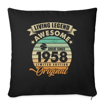 1958 Birthday - Sofa pillowcase 17,3'' x 17,3'' (45 x 45 cm) - black - Front