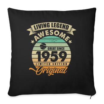 1959 Birthday - Sofa pillowcase 17,3'' x 17,3'' (45 x 45 cm) - black - Front