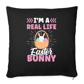 Je suis un vrai lapin de Pâques Pâques Pâques - Housse de coussin décorative 45 x 45 cm - noir - Devant