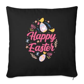 Joyeuses Pâques Pâques Pâques Pâques Lapin de Pâques Dictons - Housse de coussin décorative 45 x 45 cm - noir - Devant