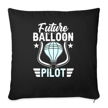 Future Balloon Pilot Balloon Flight Hot Air Balloon - Sofa pillowcase 17,3'' x 17,3'' (45 x 45 cm) - black - Front