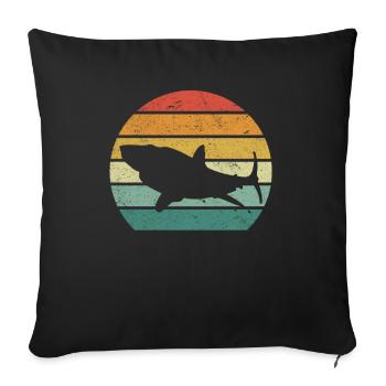 Retro Shark Sunset Shark Large White - Sofa pillowcase 17,3'' x 17,3'' (45 x 45 cm) - black - Front