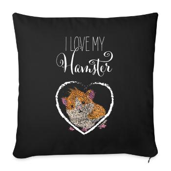 Hamster amoureux Hamster - Housse de coussin décorative 45 x 45 cm - noir - Devant
