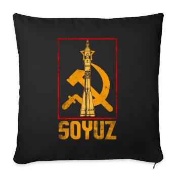 Sowjetische Sojus Rakete - Sofakissenbezug 45 x 45 cm - Schwarz - Vorne