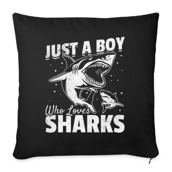 Grand requin-requin blanc Je ne suis qu’un garçon, - Housse de coussin décorative 45 x 45 cm - noir - Devant