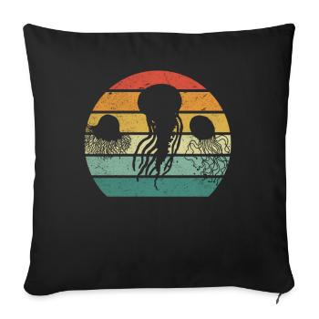 Retro Jellyfish Sunset Jellyfish Lovers - Sofa pillowcase 17,3'' x 17,3'' (45 x 45 cm) - black - Front