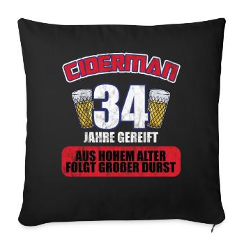 Ciderman 34 Jahre Geburtstag Apfelwein Äppelwoi - Sofakissenbezug 45 x 45 cm - Schwarz - Vorne