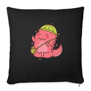 Dino with Handbag Dinosaur Age - Sofa pillowcase 17,3'' x 17,3'' (45 x 45 cm) - black - Front