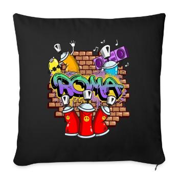 Rome Roma Italy Graffiti Spray Sprayer Spray Cans - Sofa pillowcase 17,3'' x 17,3'' (45 x 45 cm) - black - Front