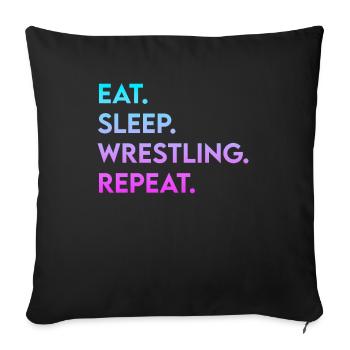 manger le sommeil lutte répéter - Housse de coussin décorative 45 x 45 cm - noir - Devant