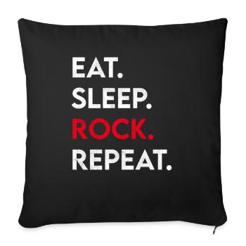 eat sleep rock repeat - Sofa pillowcase 17,3'' x 17,3'' (45 x 45 cm) - black - Front