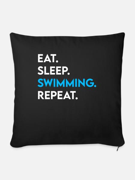 eat sleep swimming repeat - Sofakissenbezug 45 x 45 cm - Schwarz