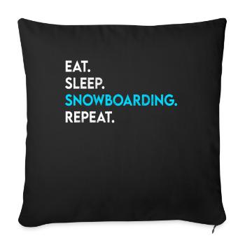 eat sleep snowboarding repeat - Sofa pillowcase 17,3'' x 17,3'' (45 x 45 cm) - black - Front