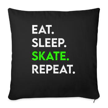 manger le sommeil skate répéter - Housse de coussin décorative 45 x 45 cm - noir - Devant