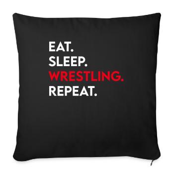 manger le sommeil lutte répéter - Housse de coussin décorative 45 x 45 cm - noir - Devant