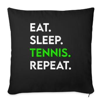 eat sleep tennis repeat - Sofa pillowcase 17,3'' x 17,3'' (45 x 45 cm) - black - Front