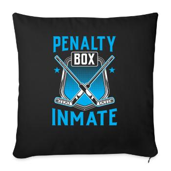 Banc de pénalité de hockey sur glace Joueur de hockey sur glace Boîte de pénalité - Housse de coussin décorative 45 x 45 cm - noir - Devant