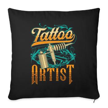 Tattoo Artist Tattoo Tattoo Tattoo Studio - Sofa pillowcase 17,3'' x 17,3'' (45 x 45 cm) - black - Front