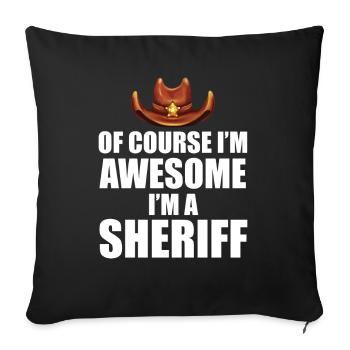 Shérif avec chapeau l’étoile du shérif et le revolver - Housse de coussin décorative 45 x 45 cm - noir - Devant