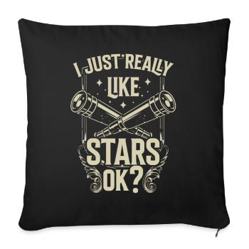 J’aime juste les étoiles très bien? Télescope - Housse de coussin décorative 45 x 45 cm - noir - Devant
