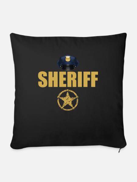 Sheriff Polizei Sheriffstern Abzeichen - Sofakissenbezug 45 x 45 cm - Schwarz