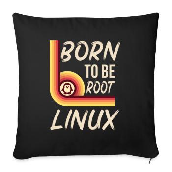 Linux Né pour être root Retro Admin Nerd Geek - Housse de coussin décorative 45 x 45 cm - noir - Devant