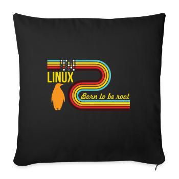 Né pour être Root Linux Nerd Geek Coding - Housse de coussin décorative 45 x 45 cm - noir - Devant
