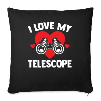 J’adore mon télescope étoiles univers espace - Housse de coussin décorative 45 x 45 cm - noir - Devant