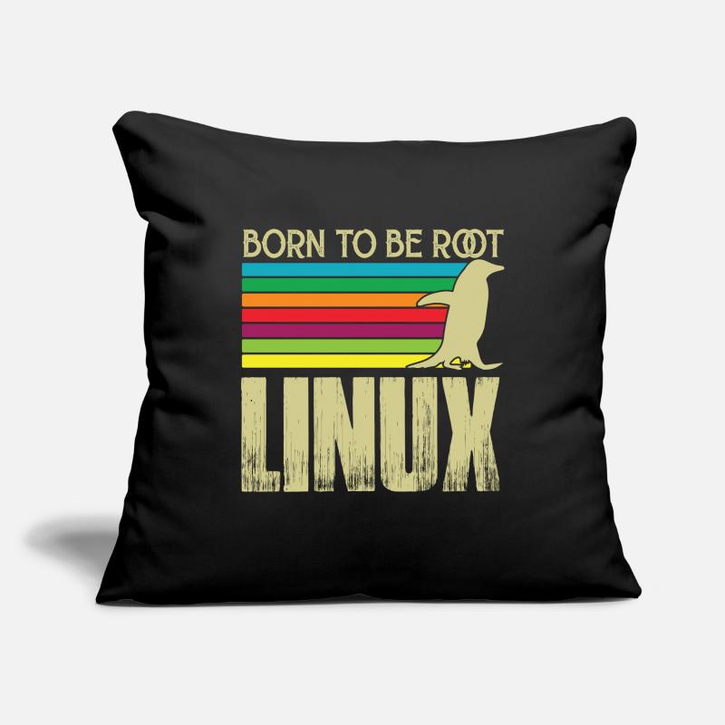 Linux Né pour être root Admin Linux Housse de coussin décorative 45 x 45 cm