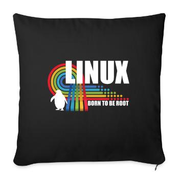 Né pour être Root Penguin Linux Nerd Coding Geek - Housse de coussin décorative 45 x 45 cm - noir - Devant